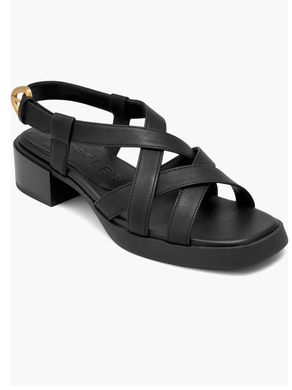 AEROSOLES Daily FX Black Crisscross Low Block Heel Sandals 9 New